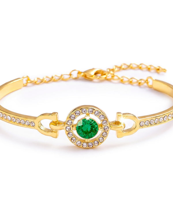 zewellsharbour Bracelet Anti-Tarnish Emerald Crystal & AD Flexi (Adjustable Size)