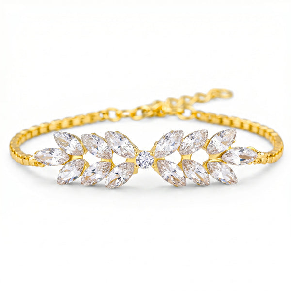 zewellsharbour Bracelet Anti-Tarnish Crystal Leafy-Style Chain (Adjustable Size)