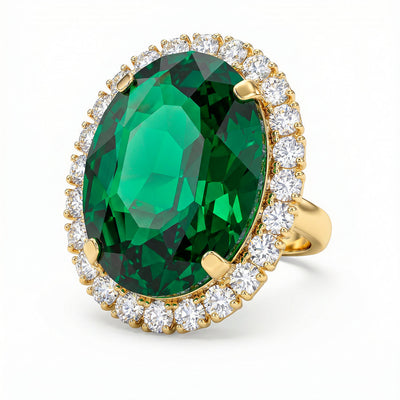 zewellsharbour Ring Anti-Tarnish Oval Crystal Cocktail (Adjustable Size)